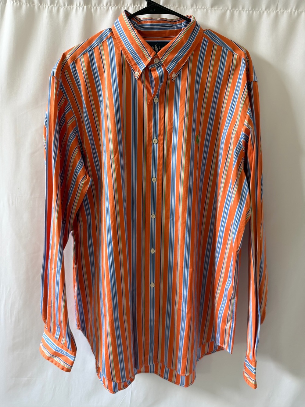 Ralph Lauren Men’s XL Orange Striped Classic Fit Shirt